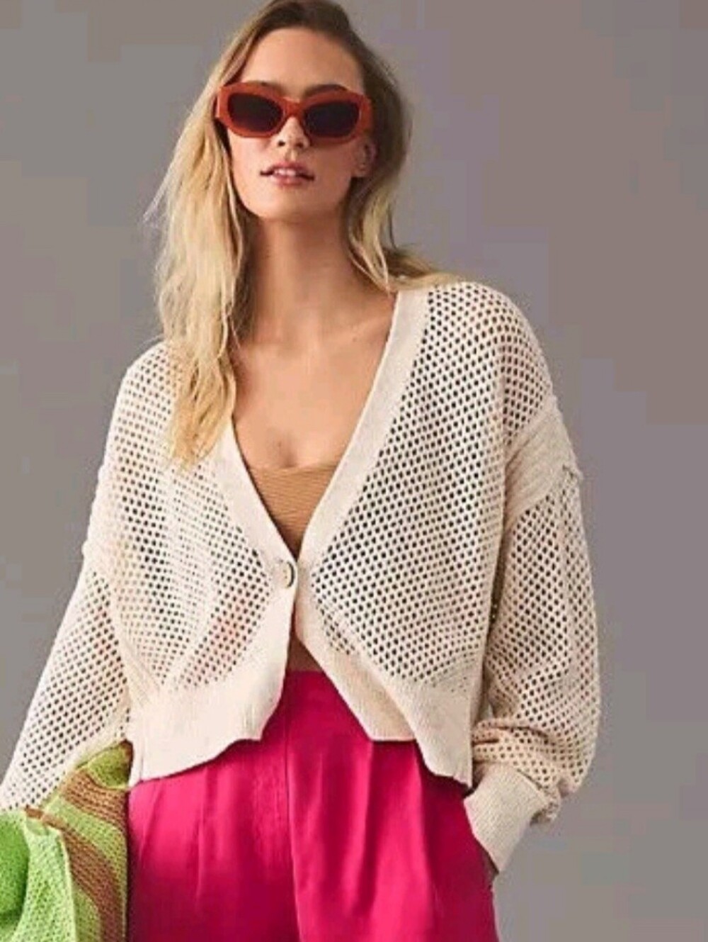 Pilcro Anthropologie Open Stitch Cardigan Sweater